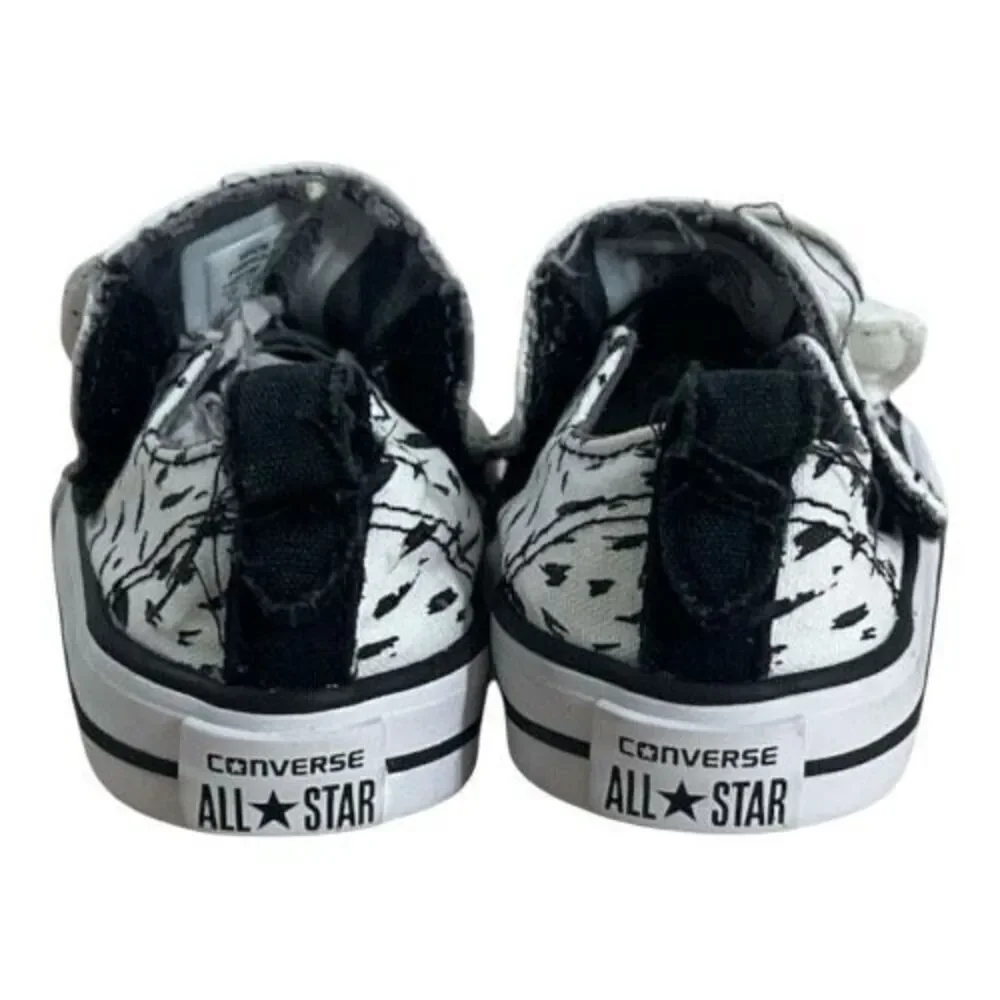 Converse Infant White Black Tiger Sneakers Size 4 Low-Top Toddler Casual Shoes